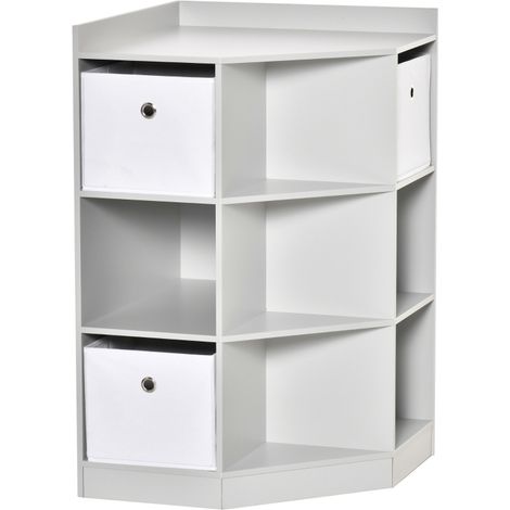 Libreria angolare per bambini con 3 cassetti contenitori grigia 57,4 x 57,4 x 94 cm OKWISH (1/5)
