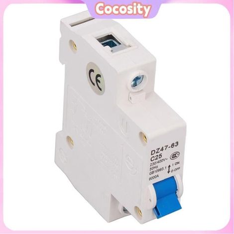 Cocosity Disjoncteur domestique Disjoncteur 25A Mini 1P Montage sur Rail Din 6000A Capacité de Coupure quincaillerie accessoire (1/5)