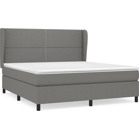 Maison Exclusive - Giroletto a Molle con Materasso Grigio Scuro 180x200 cm Tessuto