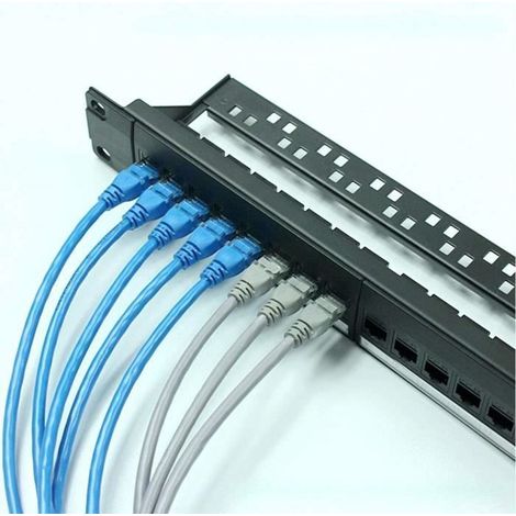 Panneau De Brassage RéSeau, WOVTE 24 Ports 1U Montable En Rack Cat6 Patch Panel, Rj45 Pro 110 Patch Panel RéSeau Facile à Installer, (1/4)