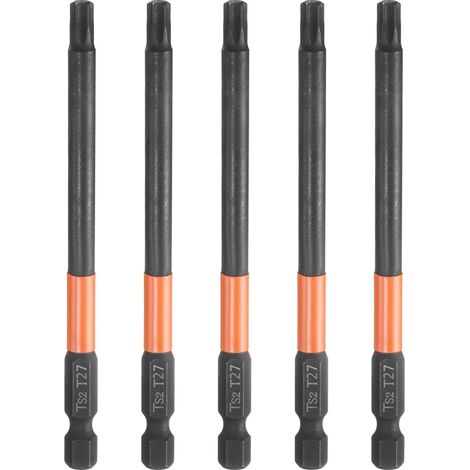 5Pcs Embout Tournevis Torx T27 1/4" Hex Shank Longueur 4" (100mm) (1/5)