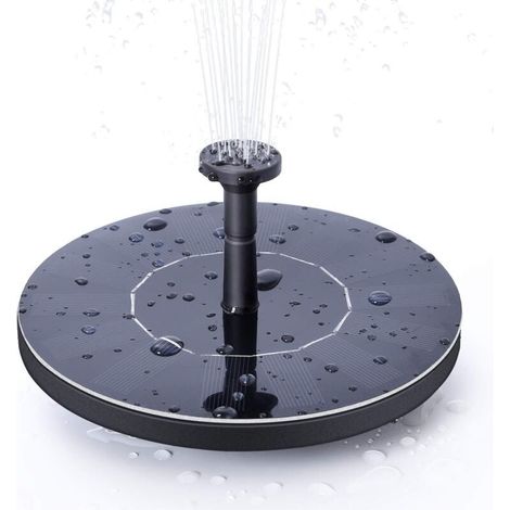 Fontaine solaire, pompe à eau solaire électrique pour bain d'oiseau mignon, kit de pompe à eau à panneau solaire de jardin autoportant 1,4 W, pompe d'arrosage submersible extérieure (cercle) (1/4)