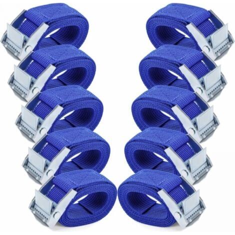 Sangles d'attache 1M - 10 pièces sangles à cliquet, bleues, avec boucle à came en alliage résistant à la rouille sangles d'attache à dégagement rapide réglables (1/5)
