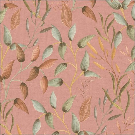 Country style wallpaper wall Profhome 397453 hot embossed non-woven wallpaper slightly textured with floral ornaments matt pink green red 5.33 m2 (1/5)