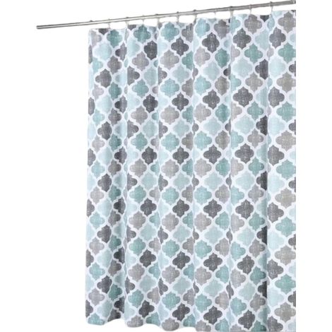 Rideau de douche imprimé géométrique européen, rideau de douche en polyester pour salle de bain, rideau de toilette imperméable transfrontalier - couronne de fleurs étoilées - vert - 180 x 180 cm