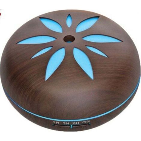 Crezuo 550ml Ultraschall-Aroma-Diffusor, Zerstäuber und Luftbefeuchter, Dunkelbraun, mit 7-farbigem LED-Streifen für Aromatherapie und dunkler Holzoptik