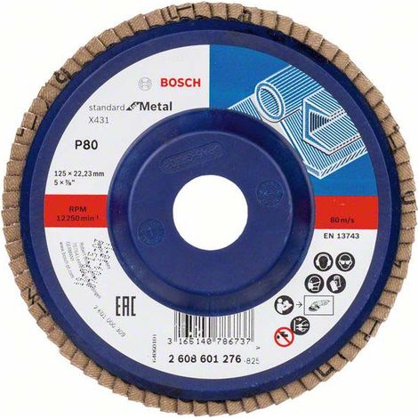 Bosch Fächerschleifscheibe X431 Standard for Metal gerade 125 mm 80 Kunststoff - 2608601276 (1/5)