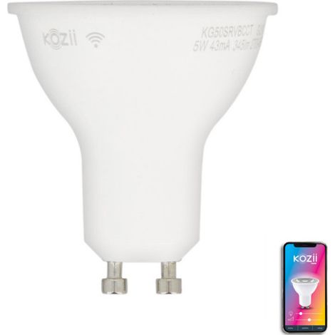 Ampoule LED GU10 connectée 5W – Variation de couleur 2700K à 6500K – Application Kozii – KG50SRVBCCT