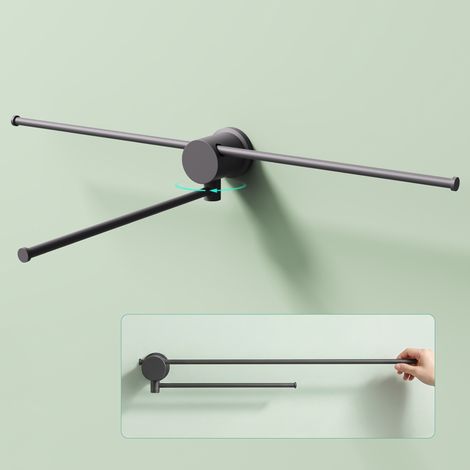 Mai & Mai Porte-Serviettes Mural Pivotant Gris Rotation à 360° Support de Serviettes Séchage par Étages Barre Pivotante et Coulissante pour Salle de Bain Tavrin-08 (1/5)