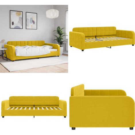 Lit de repos sans matelas jaune 100x200 cm velours - Lit de jour - Canapé (1/5)