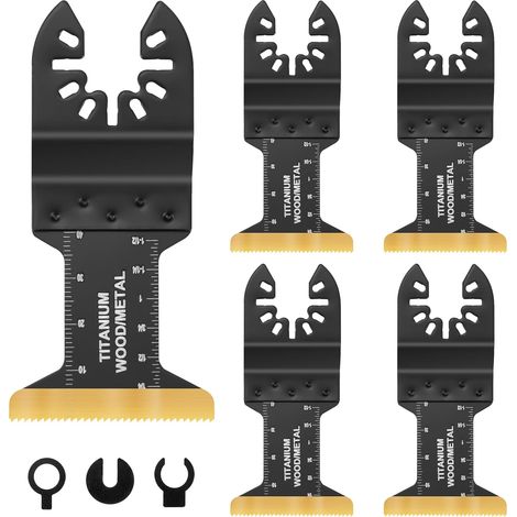 Outil Multifonction Lames de Scie Oscillantes Titane Universelle Lame Multitool Accessoires pour Métal Bois Plastique 5 Pièces (1/5)