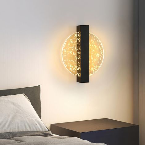 Applique murale LED noire à feuille d’or 12W 1500LM, lumière blanc chaud 3000K, salon chambre escalier couloir (1/5)