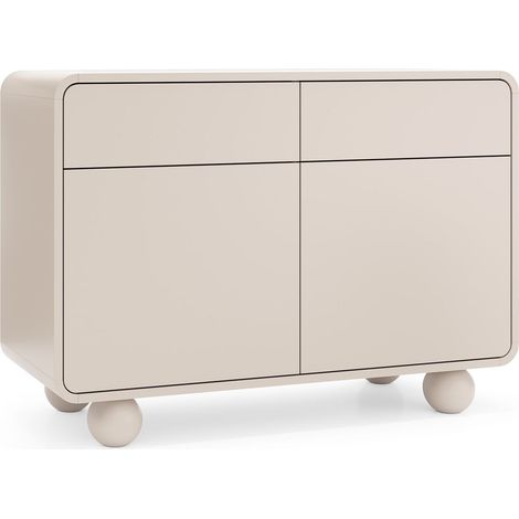 Buffet en cachemire avec deux armoires et deux tiroirs – Design moderne, pieds boule, 108 x 75 x 39 cm (1/5)