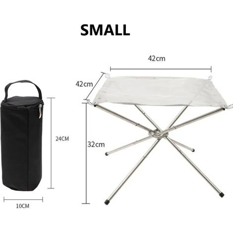 Démontage du support de feu de camp pliable en acier inoxydable pour feu de jardin ou barbecue, idéal pour le camping et les activités de plein air. (1/5)