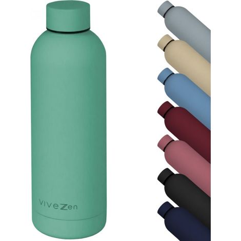 Bouteille, gourde isotherme chaud ou froid en acier inoxydable, réutilisable - 750 ml - Vert - Vivezen (1/5)