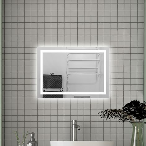 OCEAN Specchio da bagno 100x80cm con LED, Antiappannamento,IP44, Vetro HD (1/5)