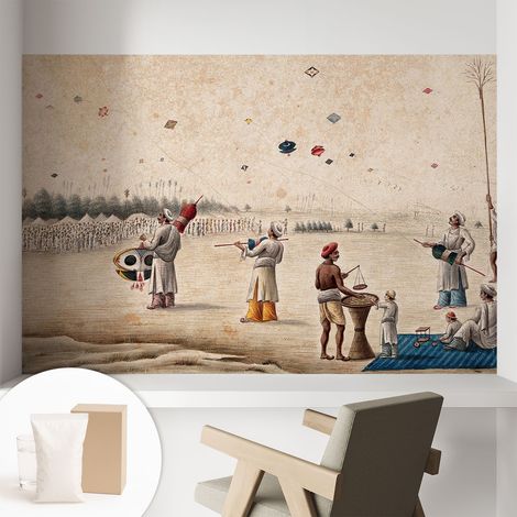 Papier peint intissé mural avec imprimé motifs uniques apparence moderne - Colle incluse gratuite Cerfs-volants s'élevant 104x70 cm (1/5)