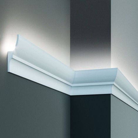 PROVISTON Lichtleiste Polyurethan 70 x 40 x 2000 mm Weiß Indirekte Beleuchtung Led-Beleuchtung (1/4)