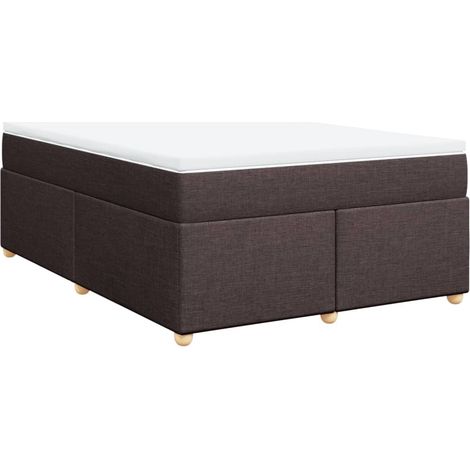 Maison Exclusive - Cama box spring con colchón tela marrón oscuro (1/5)