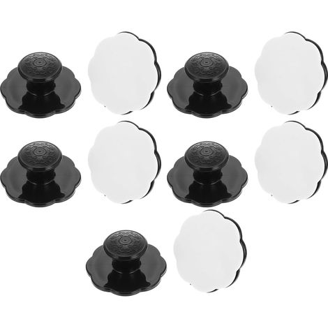 Lot de 10 Boutons de Tiroir Adhésifs Ronds en PP Noir, sans Perçage, pour Armoire et Placard Cuisine ou Dressing (1/5)
