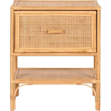 Mesita De Noche Ratan 47X30X55 Natural Marron (1/4)