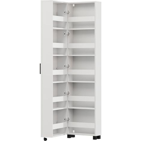 Scarpiera Visby, Mobile Portascarpe 10 Ripiani, Un'anta, Ante con Doppia Capienza, Apertura con Ruote, 46x33x185h cm Bianco Crema