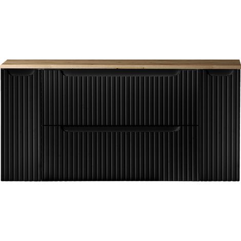 Waschtisch-Unterschrank 120cm, in schwarz mit Eiche, NEWPORT-56-BLACK (1/5)
