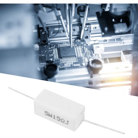 Résistance ciment 5W 15Ω ±5% - Lot de 10 résistances de puissance, composants électroniques pour circuits, précision fiable, pack de 10 pièces. (1/5)