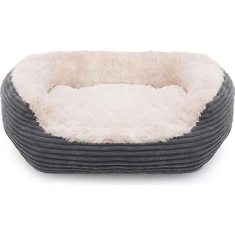 Mittelgroßes Hunde- und Katzenbett, maschinenwaschbar, ultraweich und bequem, grau