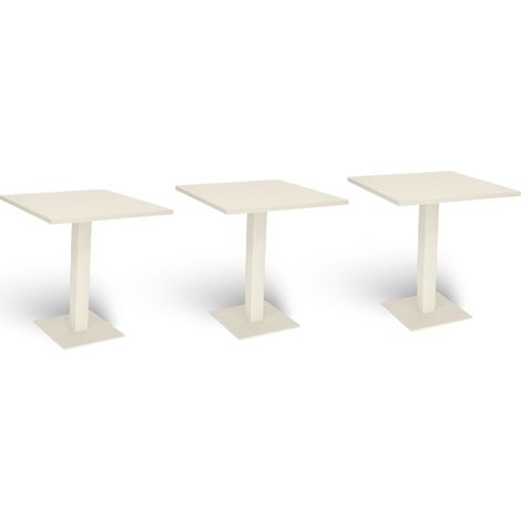 Bartisch cremeweiss cm 70 x cm 70 mit Platte aus lackiertem Aluminium x 3