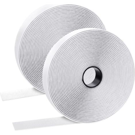 QAZQA Autocollant, Scratch Double Face, Bande Scratch Adhésive, l'installation de ces attaches remplace les vis, les clous, les boutons-pression et les rivets, 2 cm x 7,5 m blanc