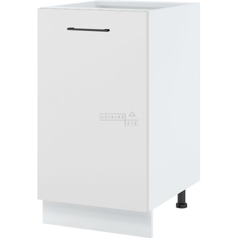 Meuble bas de cuisine Lovia Blanc Mat 1 porte L 45 cm - Porte avec poignée apparente White (1/2)