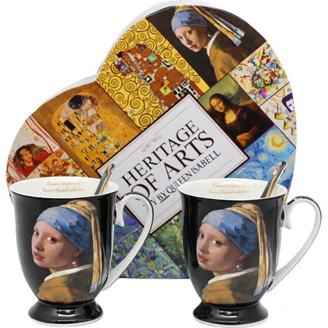 Tazas de porcelana 2x Vermeer "La joven de la perla" 300 ml de lujo (1/5)