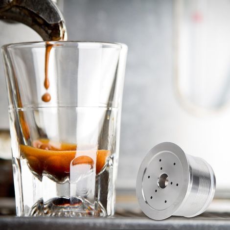 Filtre à café réutilisable en acier inoxydable compatible avec les capsules Caffitaly, Wacaco et Tchibo. (1/5)