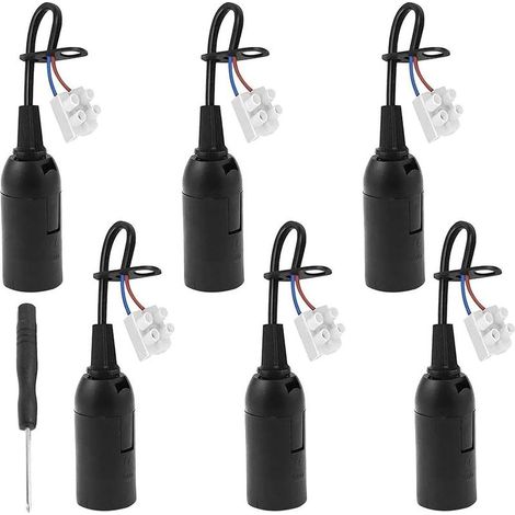 Pièces E14 Douille de Lampe Noir avec Câble 2A 250V avec 1 Tournevis Douille de Rechange Chantier Support D'ampoule Douille Ampoule Plafond - Max.60w (1/5)