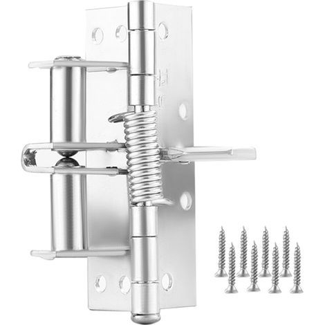 10.2 cm self-aligning spring hinges, self-closing, detachable spring hinges, door closer, silver (1/5)