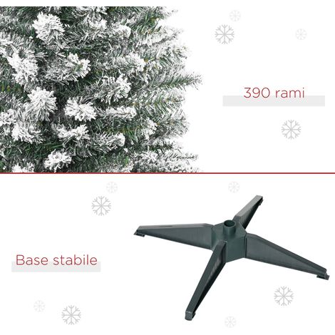 Sapin artificiel haut et fin 180 cm, branches réalistes blanc givré, arbre de Noël étroit avec pied pliant, vert. (1/5)
