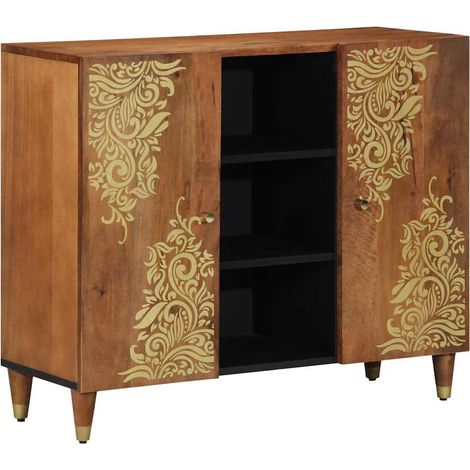 Sideboard mit Regal Braun 90 x 33.5 x 75 cm Massivholz Mango vidaXL (1/5)