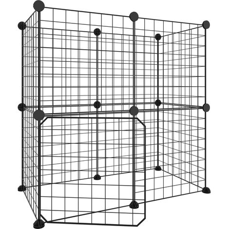 Cage,Enclos pour animaux de compagnie à 12 panneaux et porte Noir 35x35 cm -22492 (1/3)