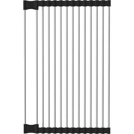 Égouttoir pliable en acier inoxydable pour évier – 43,5 x 28,5 cm – Résistant à la chaleur jusqu'à 232 °C – Pour sécher les fruits et légumes (1/5)
