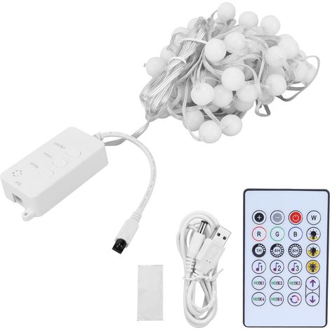 Guirlande lumineuse LED RGB 5V IP65 10m, lampe décorative intelligente WIFI avec télécommande 24 touches