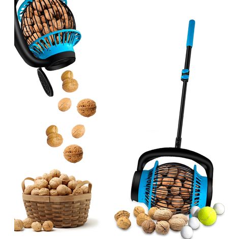 Collecteur de noix portable, cueilleur de pommes de pin, poignée supérieure rétractable rapide, collecteur de boules de fruits, capacité de 1,3 gallons, ouverture latérale pour noix, pacanes, châtaign (1/5)