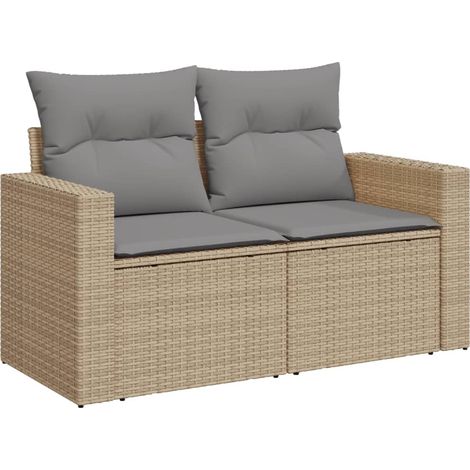 Maison Exclusive - Divano da Giardino con Cuscini a 2 Posti Beige in Polyrattan