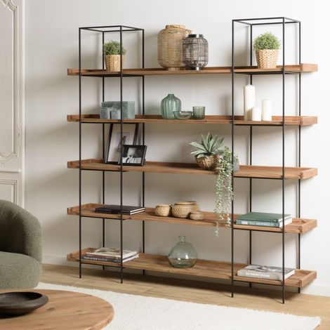 DANDY - Etagère 5 niveaux bois pin recyclé structure métal (1/5)