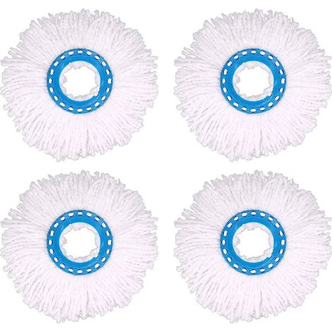 4Pcs Têtes Microfibre Balai, Tête de Vadrouille Rechange Rond Têtes Mop Rotation à 360 pour Nettoyage des Sols (Diamètre 16 cm) 1000 pcs (1/5)