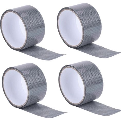 4 Rolls of Door and Window Repair Tape — 200cm x 5cm Fiberglass Adhesive Mesh — For Repairing Tears and Holes (Grey)