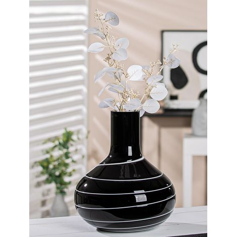 Vase déco Noir Blanc - Vase déco Moderne Objet en Verre Vase de Fleurs Fait Main en Verre coloré - Hauteur 28 cm (1/2)