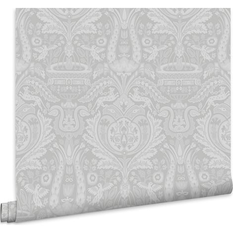 Laura Ashley Heraldic Damask Slate Grau Vliestapete - 10mx52cm