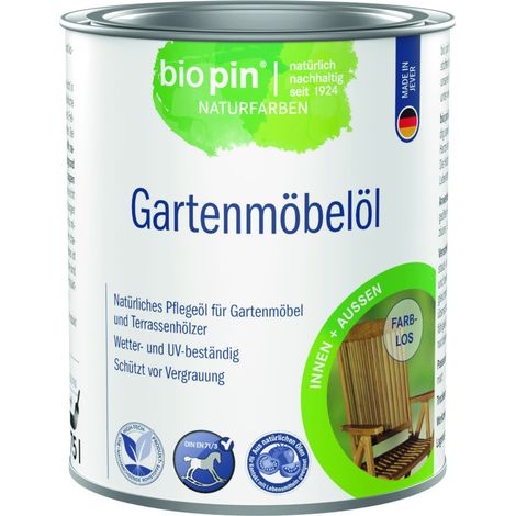 Biopin Naturfarben Gartenmöbelöl 750 ml farblos Holzschutzmittel