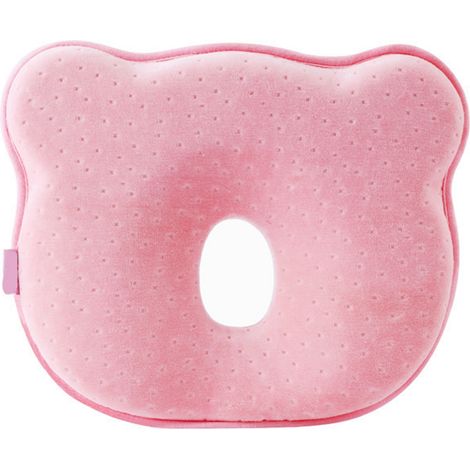 Coussin Bébé Antidérapant Ergonomique Mousse Respirante Douce Oreiller Tout-Petit Nourrisson 0-12 Mois Rose (1/5)
